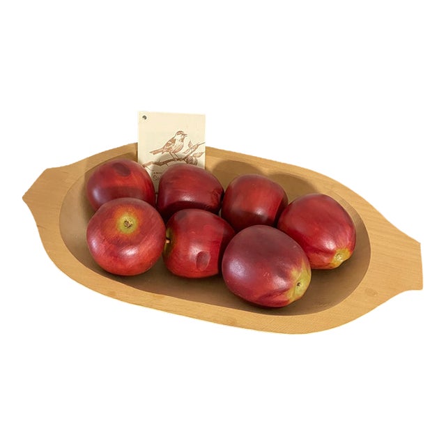 Rare Sara E Finney Folk Art Wood Apple and Bowl For Sale