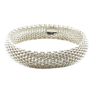Tiffany & Co. Sterling Silver Somerset Mesh Weave Bangle Bracelet 55g For Sale