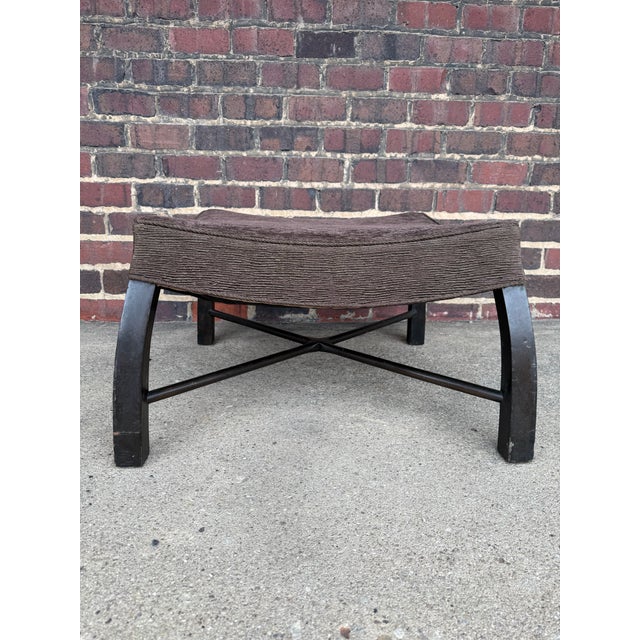 Mid 20th Century Rare Harvey Probber Large Ottoman Stool With Curved Bowed Legs and X Stretcher For Sale - Image 5 of 5