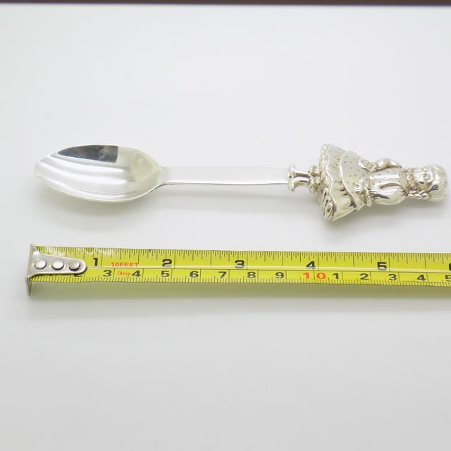 Vintage Italian Handmade Genuine Sterling Silver 925 Feeding Spoon with Little Girl, 1970s For Sale - Image 15 of 16