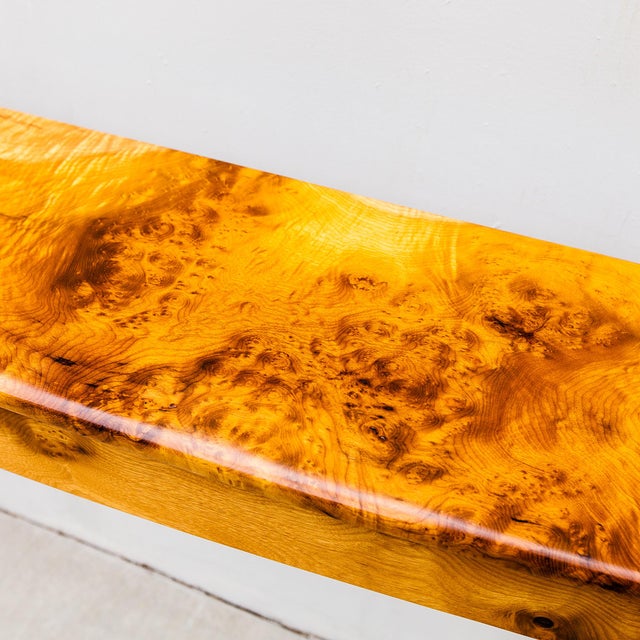 1990s Vintage Studio Crafted Burl Maple Postmodern Console or Entry Table For Sale - Image 5 of 14