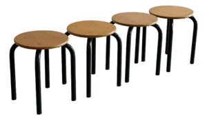 Set of 4 Vintage Danish Stools Mid Century Modern Beech & Metal Seating