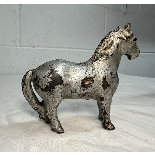 Silver Antique 1905 Cast Iron My Pet Horse Animal Still Coin Bank by Arcade Foundry For Sale - Image 8 of 8