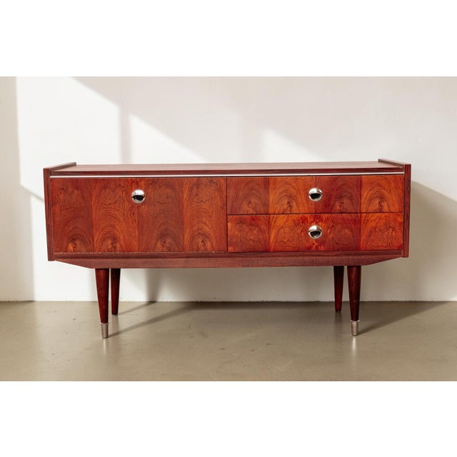 Mid-Century Indonesian Rosewood Veneer and Chrome Lowboard Dresser, 1960s For Sale - Image 4 of 11