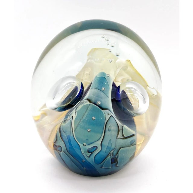 1990 Eickholt Iridescent Blue Art Glass Paperweight – Studio