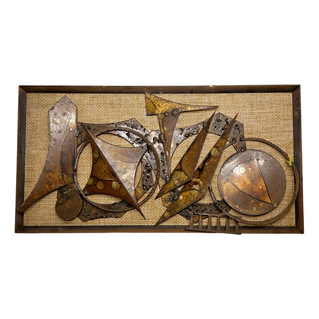 Vintage Brutalist Wall Sculpture in Iron and Wood by Henrik Horst, 1960s For Sale