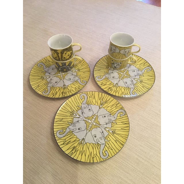 Vintage Yellow Franci Villa Vanilla Palm Beach Plates And Cups Set Of 9 Chairish