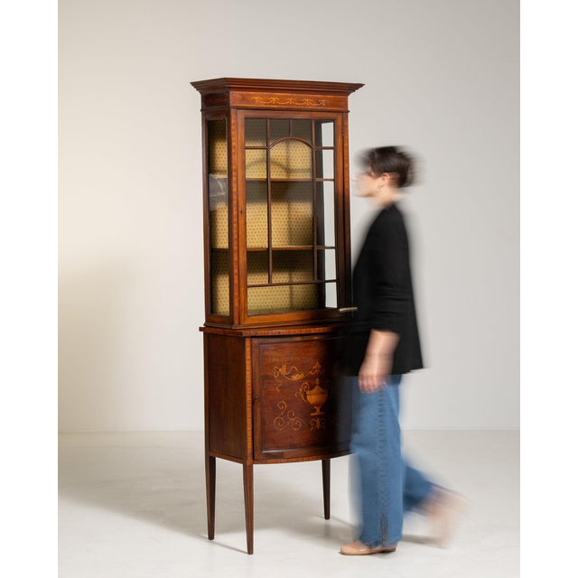 Brown 19th Century France Edwardian Brown Wood Display Cabinet For Sale - Image 8 of 11
