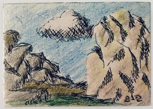 Ben-Zion Weinman, Pastel, Ink Drawing Rocks And Cloud Landscape Jewish American Modernist WPA