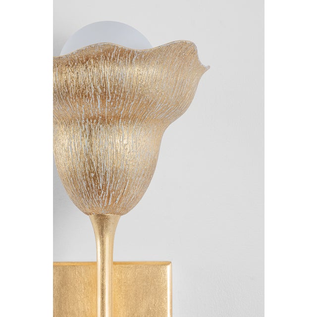 Hudson Valley Lighting Hudson Valley Lighting Alora 6.5 in. 1 Light Wall Sconce in Vintage Gold Leaf and Gilded Ivory Finish For Sale - Image 4 of 9