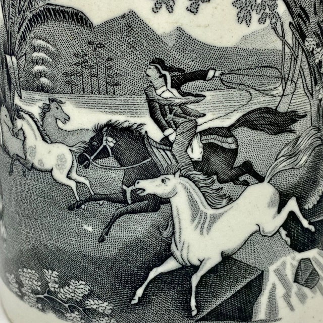 Mid 19th Century 19th Century Egersunds Fayance Fabric Norwegian Ceramic Horse Round Up Mug For Sale - Image 5 of 7