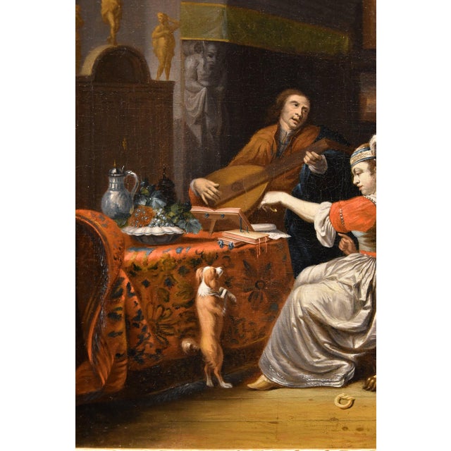 Follower of Gabriel Metsu, Lute Player, 1720, Oil on Canvas, Framed For Sale - Image 10 of 16