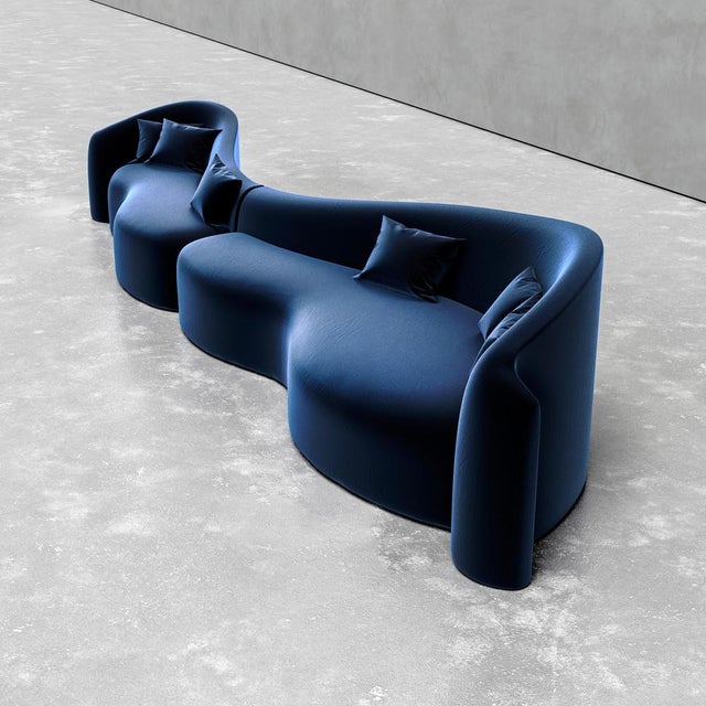 Baïne Navy Sofa by Jérôme Bugara For Sale - Image 4 of 10