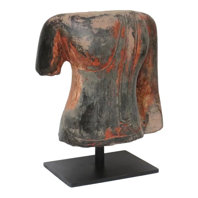 Antique Sandstone Buddha Torso Sculpture For Sale