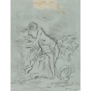 C. Jacque, Awakening Venus, Female Nude, 19th-Century, Pencil For Sale