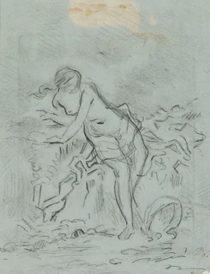 C. Jacque, Awakening Venus, Female Nude, 19th-Century, Pencil