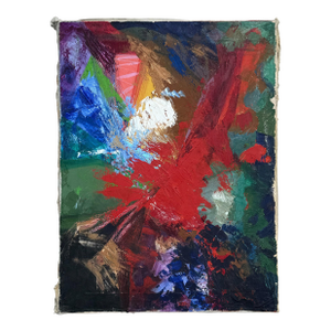 Vintage Boho Abstract Oil on Canvas
