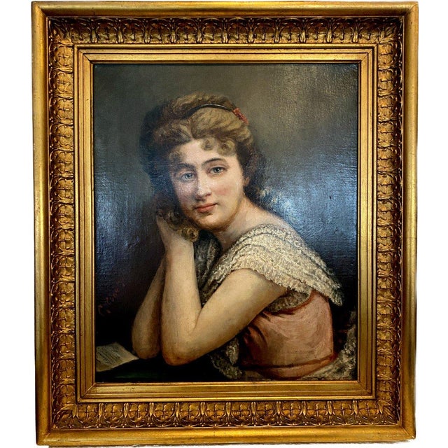 1920s Portrait of Young Woman, 1920s, Oil on Canvas, Framed For Sale - Image 5 of 12