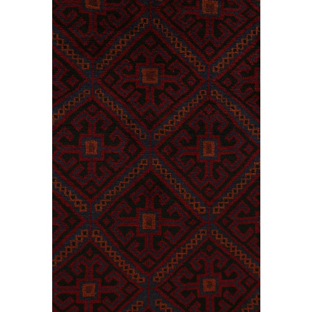 2010s Rug & Kilim’s Baluch Tribal Rug in Burgundy With Geometric Patterns For Sale - Image 5 of 7