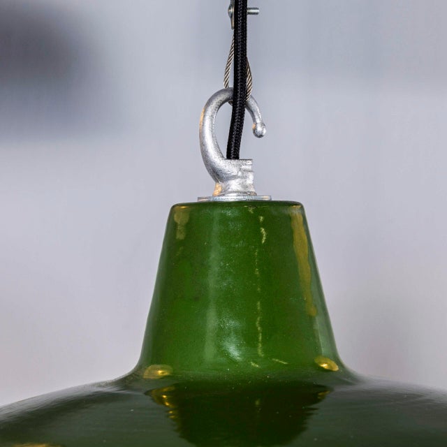 Army Enamel Hanging Pendant Lamp, 1950s For Sale - Image 4 of 13