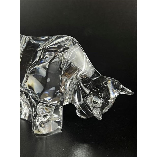 French Baccarat Crystal "Wall Street Bull" Figurine For Sale - Image 3 of 6