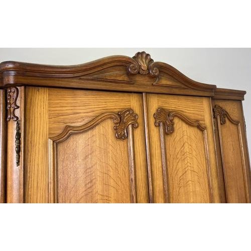 Vintage French Louis XVI Style 4-Door Carved Armoire For Sale - Image 4 of 12