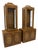 Pair of Mid 20th Century Weiman Faux Bamboo Burl Pagoda Vitrines on Matching Cabinets For Sale