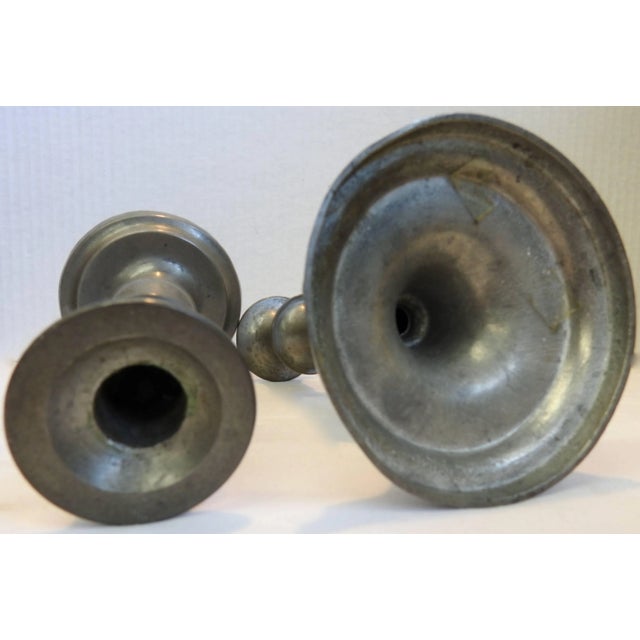 Pair of Colonial Style Pewter Taper Candlesticks For Sale In Nashville - Image 6 of 7