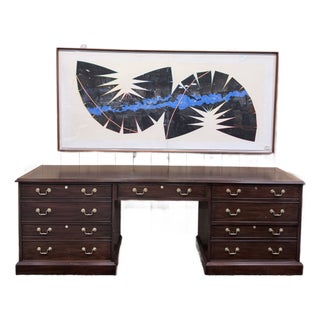 Henkel Harris Mahogany Double Pedestal Executive Desk For Sale