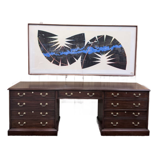 Henkel Harris Mahogany Double Pedestal Executive Desk For Sale