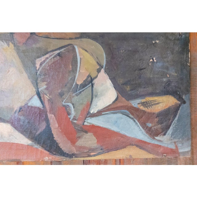 Mid-Century Modern Abstract Cubist Reclining Nude Female Figure Painting For Sale - Image 11 of 14