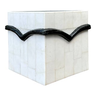 Vintage Black and White Stone Box For Sale