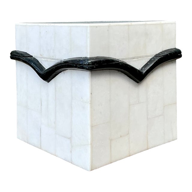 Vintage Black and White Stone Box For Sale