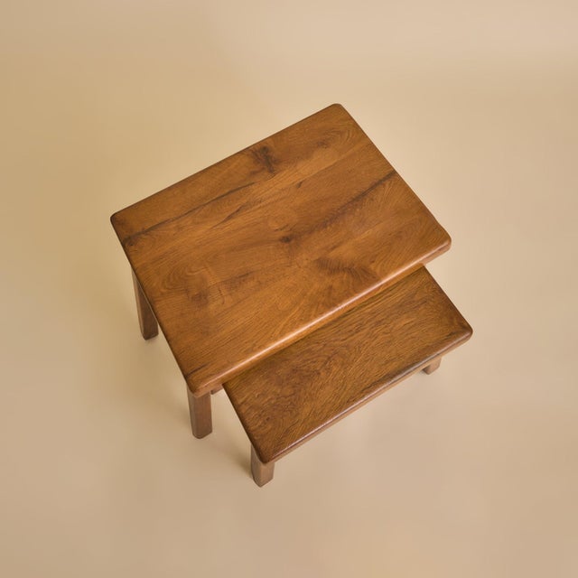 Pair of Dutch Brutalist Oak Nesting Tables, 1960s For Sale - Image 9 of 13