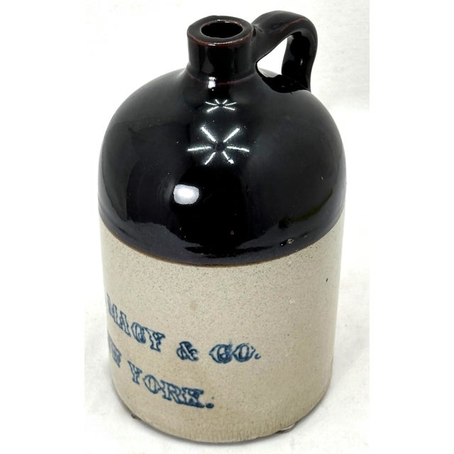 Antique American Blue Decorated Stoneware 1 Gallon Advertising Spirits Jug From Macys New York City For Sale In Boston - Image 6 of 13