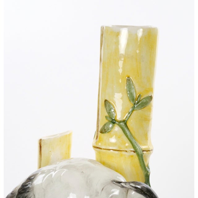 Mid-Century Modern Italian Hand-Painted Majolica Heron Figurative Sculpture For Sale - Image 9 of 14