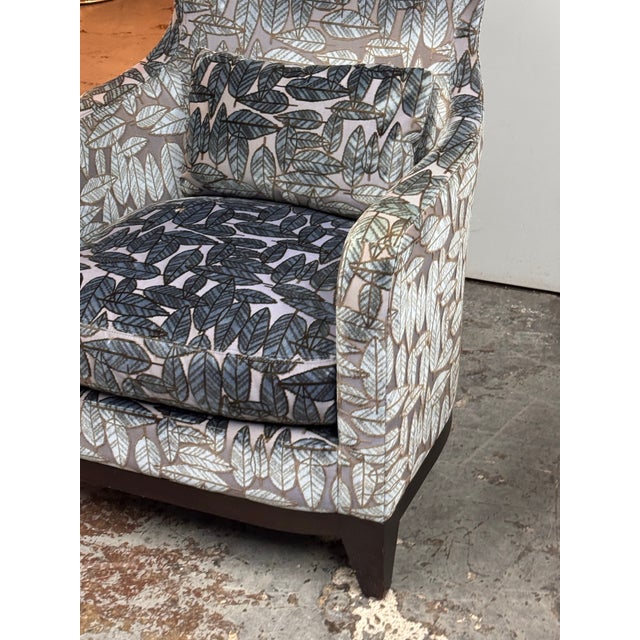 Blue Bespoke Wingback Lounge Armchair For Sale - Image 8 of 12