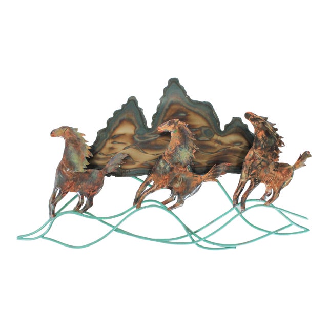 Mid-Century Brutalist Mixed Metal Mustang Sculpture Wall Hanging For Sale