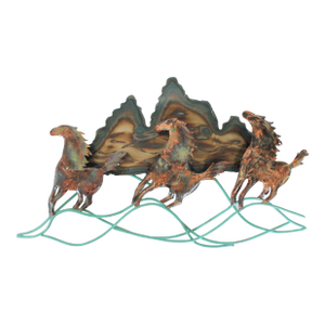 Mid-Century Brutalist Mixed Metal Mustang Sculpture Wall Hanging