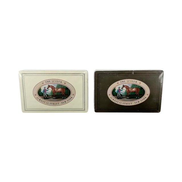 Vintage the 21 Club Nyc Restaurant Equestrian Double Deck Playing Cards For Sale - Image 4 of 14