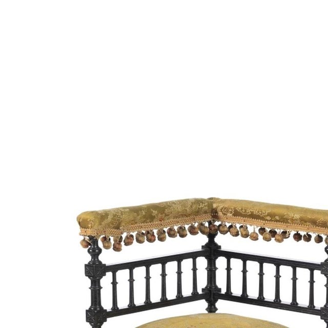 Furniture - Loveseat - 19th Century. French, from the late 19th century, in dark wood. Seats and arms upholstered in...