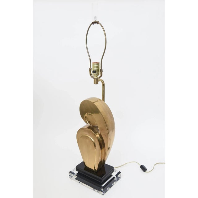 Vintage Brass, Black & Clear Lucite Modigliani Style Table or Desk Lamp, 1970's For Sale - Image 10 of 11