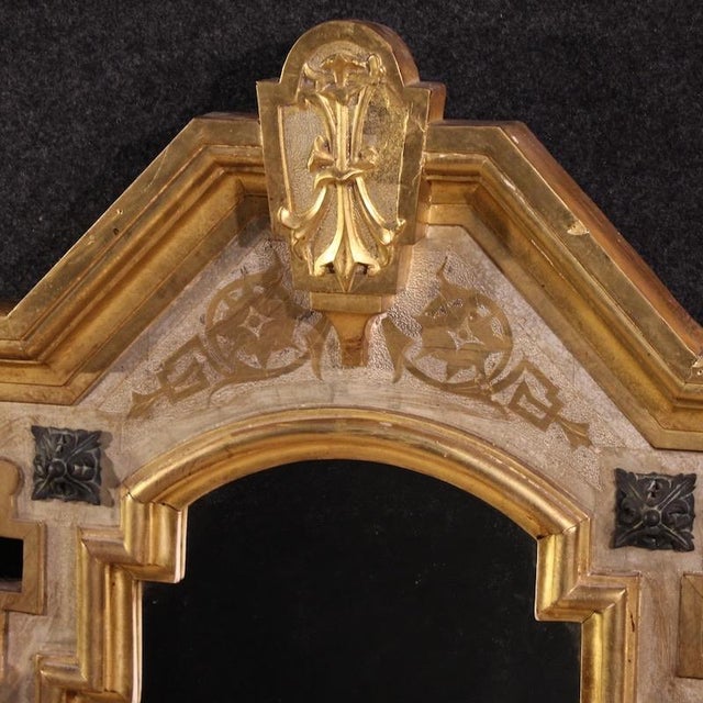 Italian Lacquered and Gilded Mirror, 1880s For Sale - Image 3 of 13