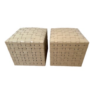 Pair of McGee Ackley Leather Ottomans For Sale