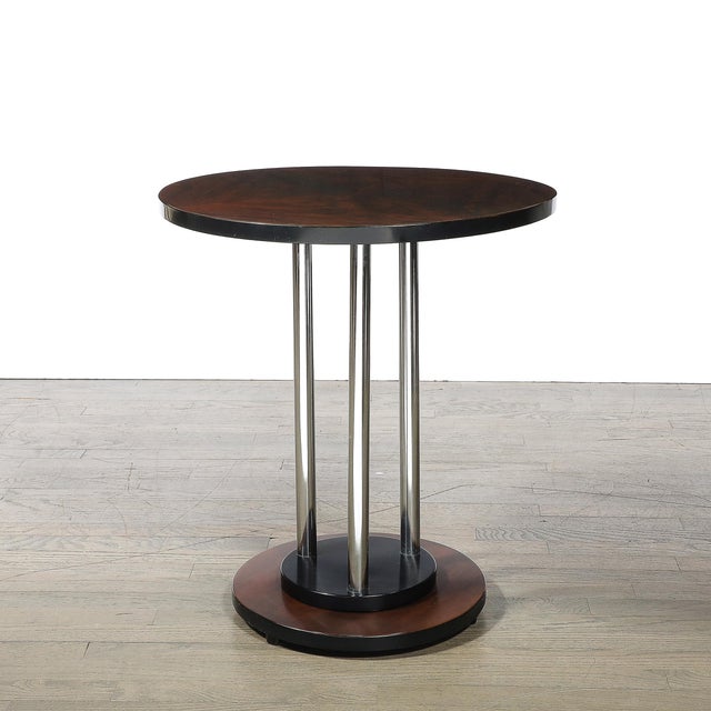 1930s Art Deco Machine Age Side Table in Book-Matched Walnut by Donald Deskey For Sale - Image 5 of 8