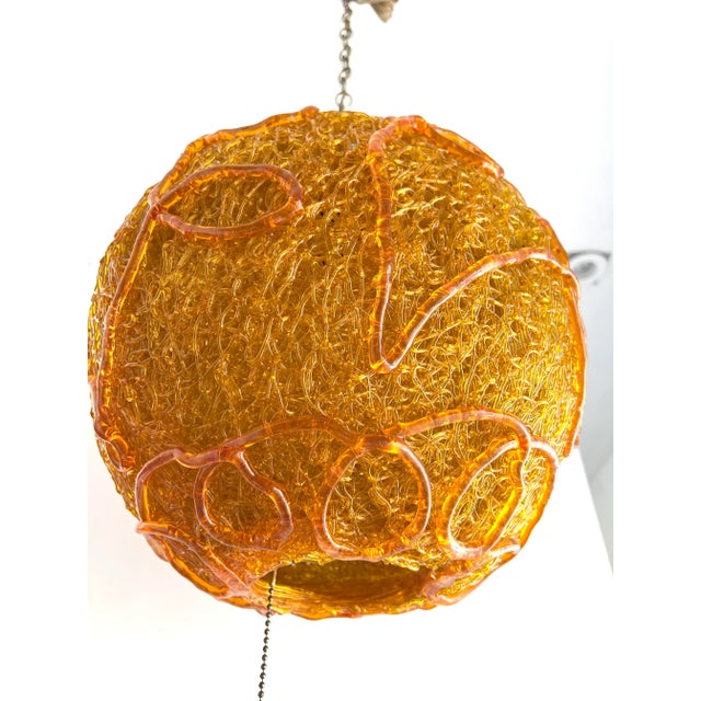 Mid 20th Century Mid-Century Orange Lucite Spun Spaghetti Swag Light For Sale - Image 5 of 9