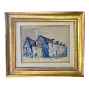 Mid 20th Century Mid Century Framed Watercolor by Cécile Chabot “A House in Quebec”