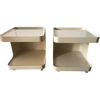 Plastic C-Shaped Side Tables - A Pair For Sale