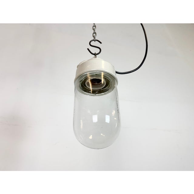 White Vintage White Porcelain Pendant Light, 1970s For Sale - Image 8 of 13