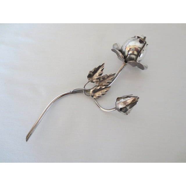 Keepsake Silverplate Rose and Rosebud With Leaves For Sale - Image 4 of 4